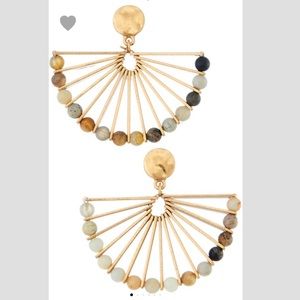 Multi Colored Drop Fan Earrings